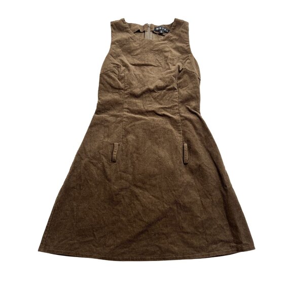 Motel Rocks Dilshan Mini Dress In Babycord Brown - Picture 1 of 5